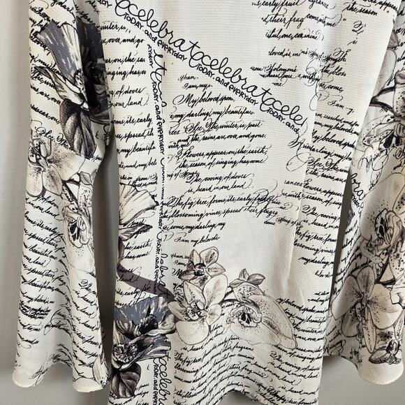 MISHCA French Garden Poplin Blouse Flare Sleeve Tie Front SMALL Boho Peasant - Picture 7 of 14